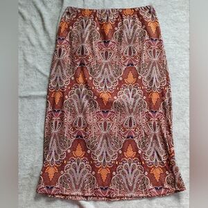 Shein | Size 3X Brown Floral Print Midi Skirt